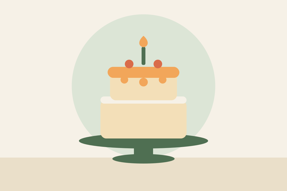 Illustrazione: una torta con una candela