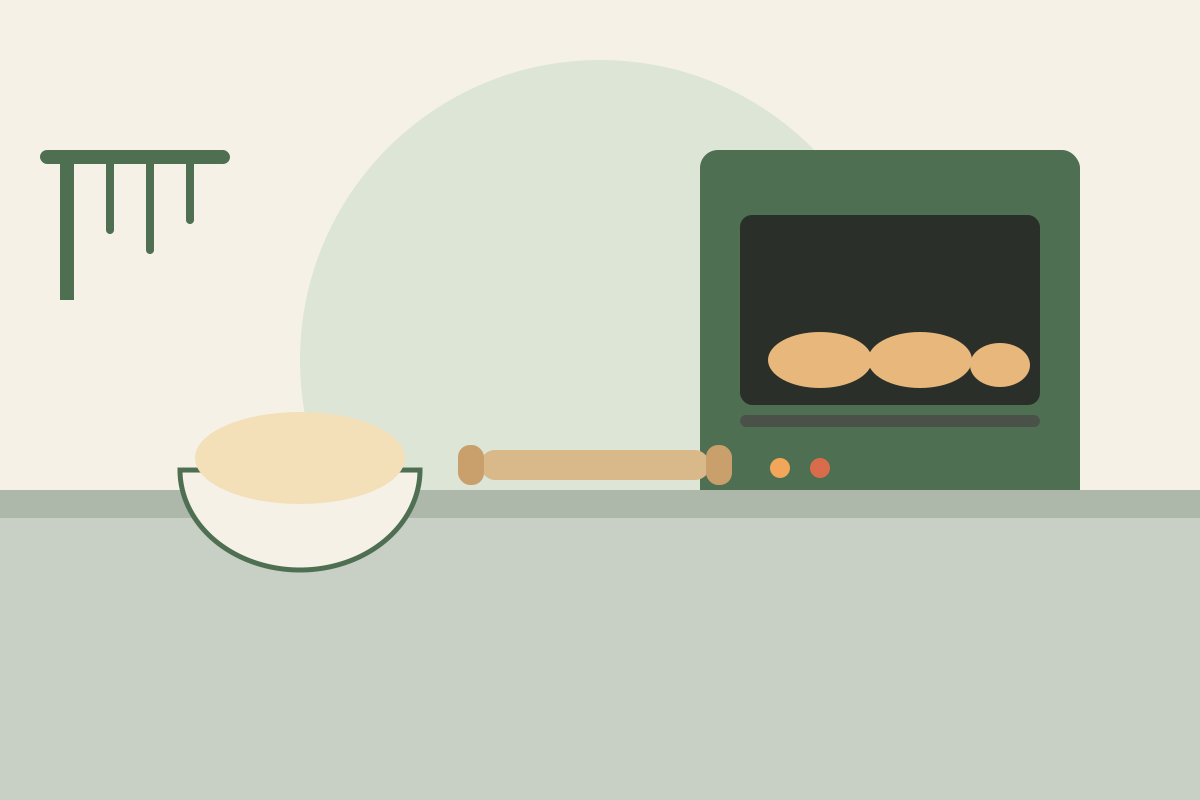 Illustrazione: il laboratorio con forno e banco di lavoro